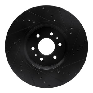 Kia Borrego Brake Rotor (1) - Front Left - R1 Concepts - Drilled & Slotted - Black - `09-`10